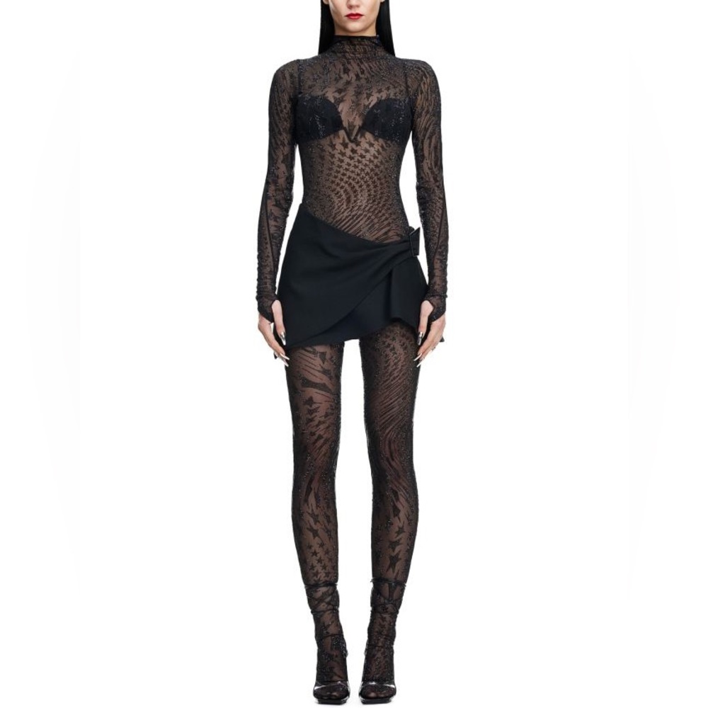 Mugler x H&M Rhinestone-embellished Mesh Tights
Black — Limited Release *NWT*
